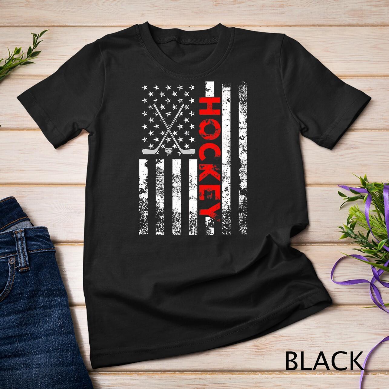 American Flag Hockey USA Patriotic Gift T-Shirt Mens Womens Tees Top Unisex T-Shirt Mens Womens Tees Top 4XL