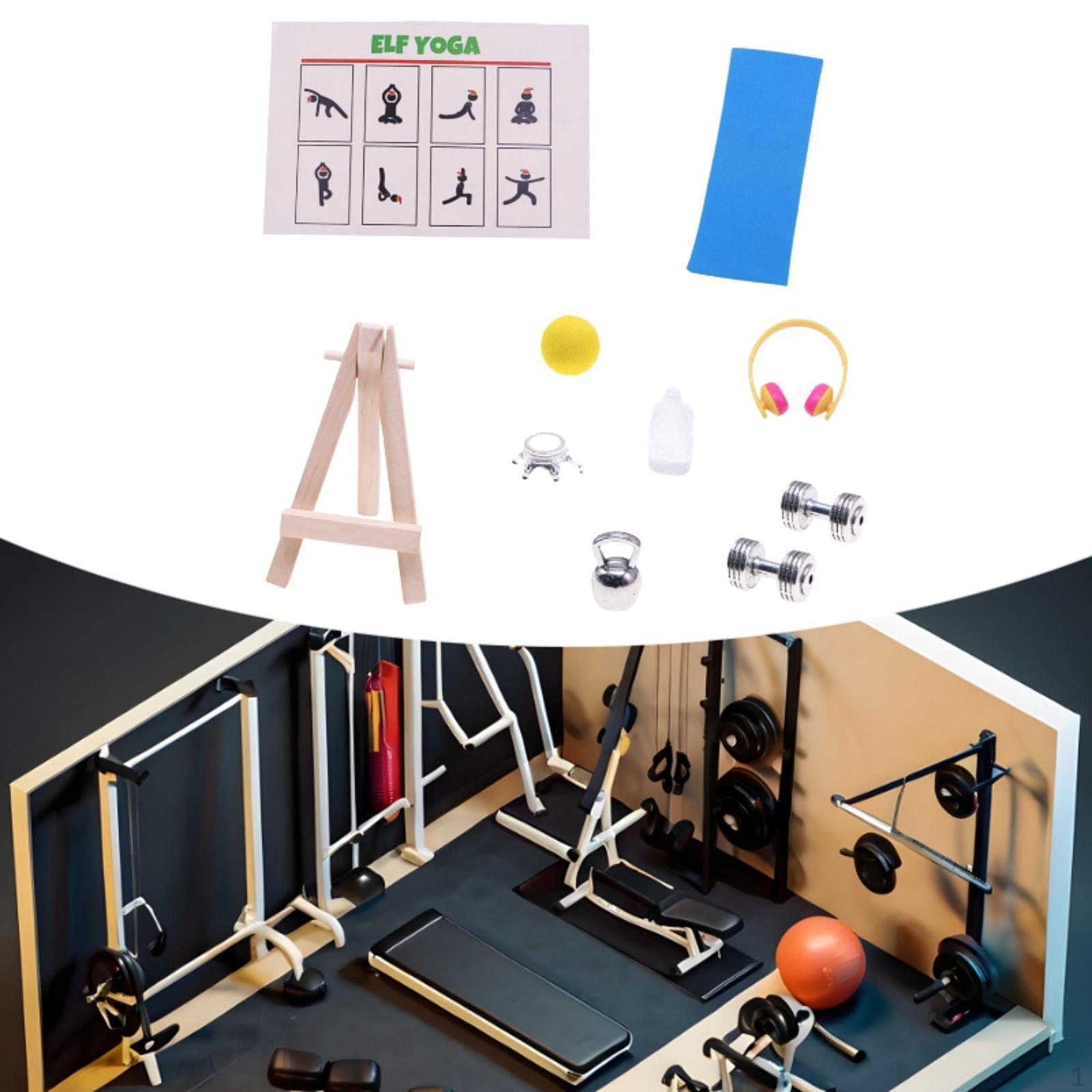 

Мініатюрний Модель Тренажерного Залу Ляльковий Будиночок Фітнес Сцена Реквізит Симуляція Декор