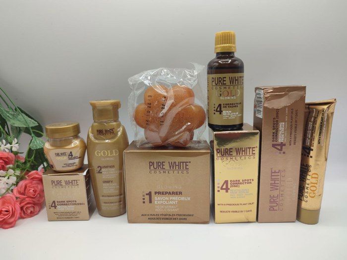 Savon, Sérum, Huile, Crème Visage - Pure White Gold - Lot De 5 Pcs - Sans Parabène - Mixte - Adulte