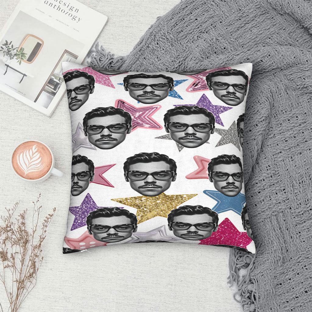 Harrys S-Styles Kiss Al the Time Pillow Case Square Pillow Cover Kawaii Cushion Cover For Living Room Chair