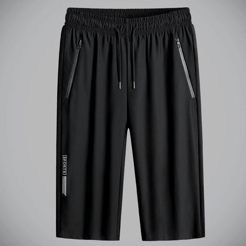 

Летние укороченные брюки мужские, высокая эластичность, легкие и дышащие, большого размера, свободные, спортивные, повседневные, быстросохнущие мужские брюки 8XL чёрный