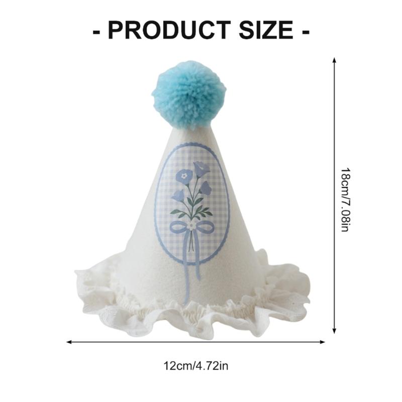 Birthday Hat Lovely Lace Pattern Adjustment Party Hat Features Lace Edging And Soft Ball Decoration