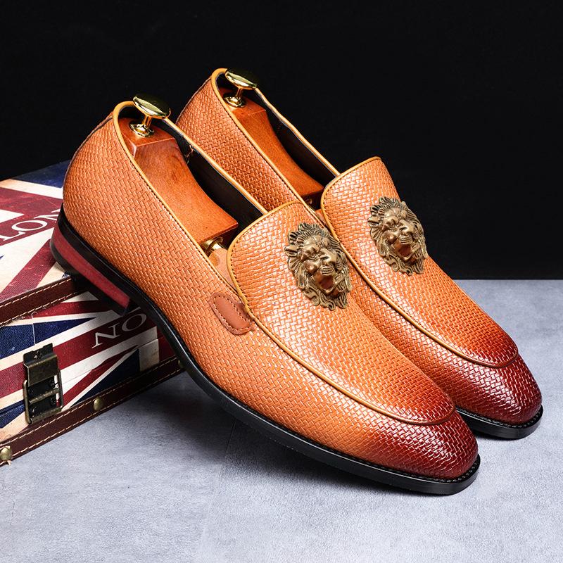 Fashion New men's shoes with woven fringes, trendy shoes, Derby shoes, large-sized business shoes, and European  leather shoes A19