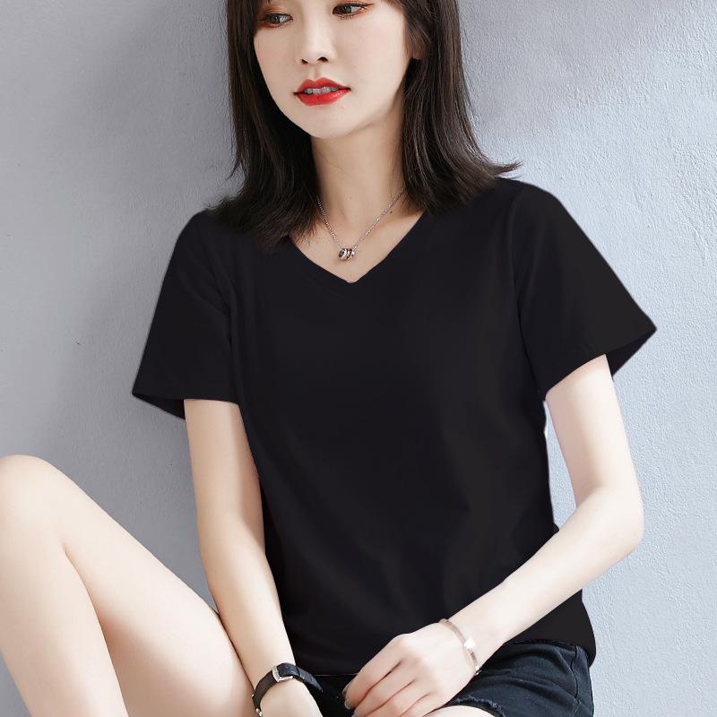 

Женская хлопковая футболка с коротким рукавом и V-образным вырезом в форме сердца 2022 года - модная летняя одежда Extra Extra Large