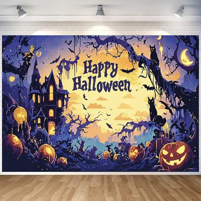 Halloween Dekoration Hintergrund Banner Party Außen Hintergrund Fledermaus Kürbis Horror Vorhang Heimdekoration Fotografie Requisite