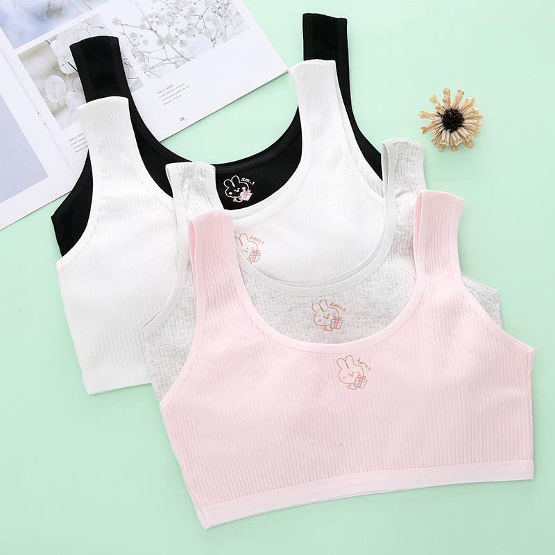 Reggiseno da allenamento in cotone a doppia faccia con spalline larghe per bambine delle scuole elementari