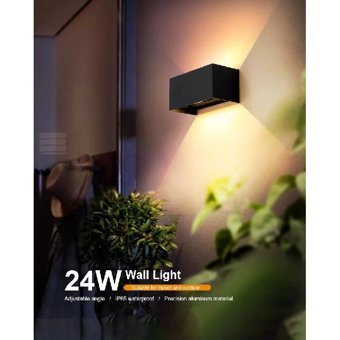 Aluminum LED Wall Lamp Outdoor Waterproof IP65 Interior Wall Light 12W24W Porch Garden Lights Living Room Street Stairs Lighting