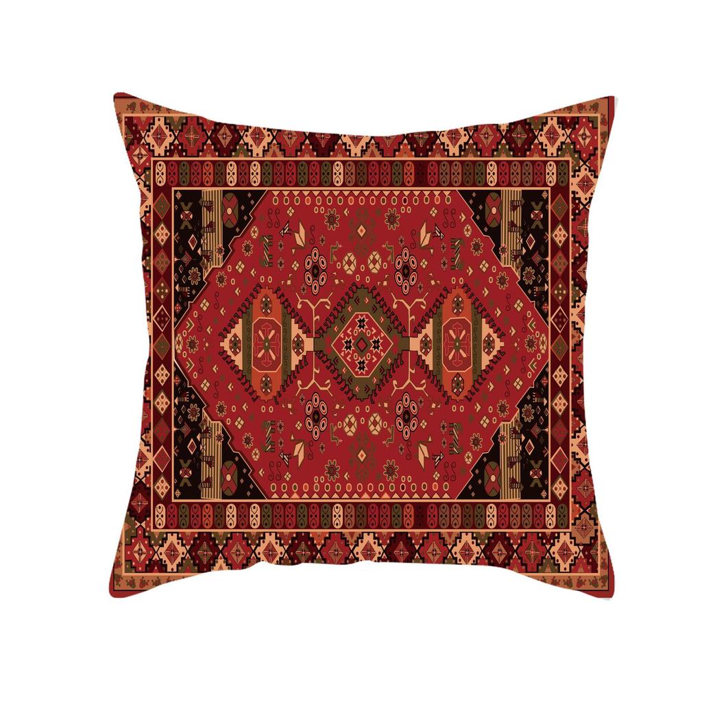 Retro Red Pattern Türkiye Persian Carpet Linen Pillowcase Ethnic Style Pillow Cushion Pillow Case