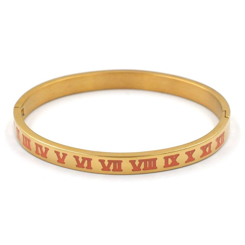 New Brand Luxury Enamel Stainless Steel Roman Numeral Bangles for Women Titanium Steel Jewelry Accessories Lucky Gift