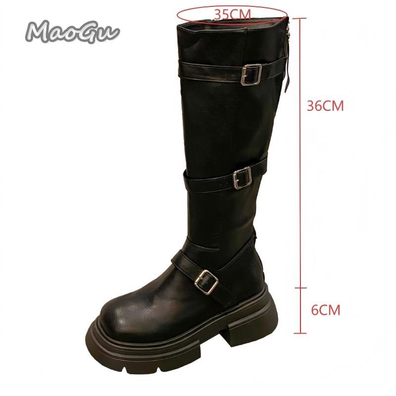 Fashion Brown Long Boots for Women Autumn Winter 2025New Thick Soled Knee-High Knight Boots High Heel Anti-slip Bottes Femmes Size 35-40