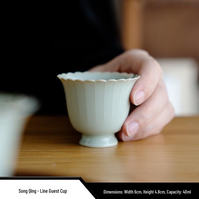 Song Qing Dragon Scale Ceramic Tea Cup Set with Gaiwan and Gong Dao Accessories