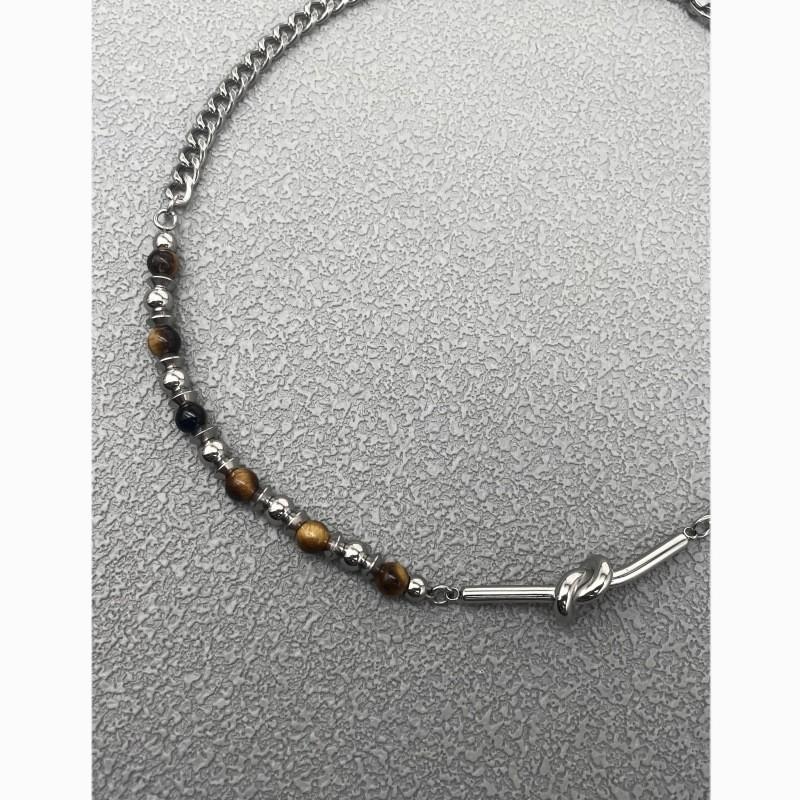 Trendy Tiger Eye Stone Necklace With Stainless Steel Lockbone Chain For Both Genders And Stylish Looks