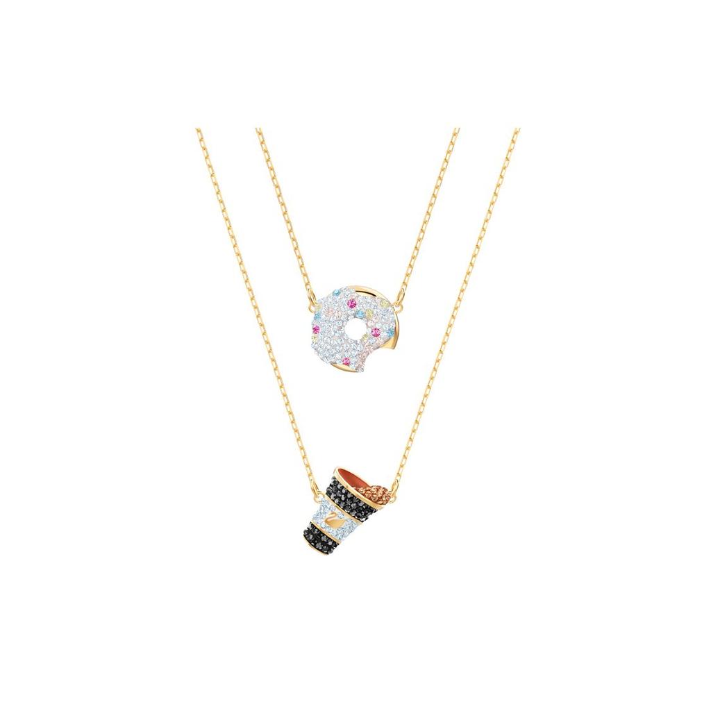 Swarovski Nicest Donut Coffee Pattern Necklace Set Women Necklaces Gold 5459142