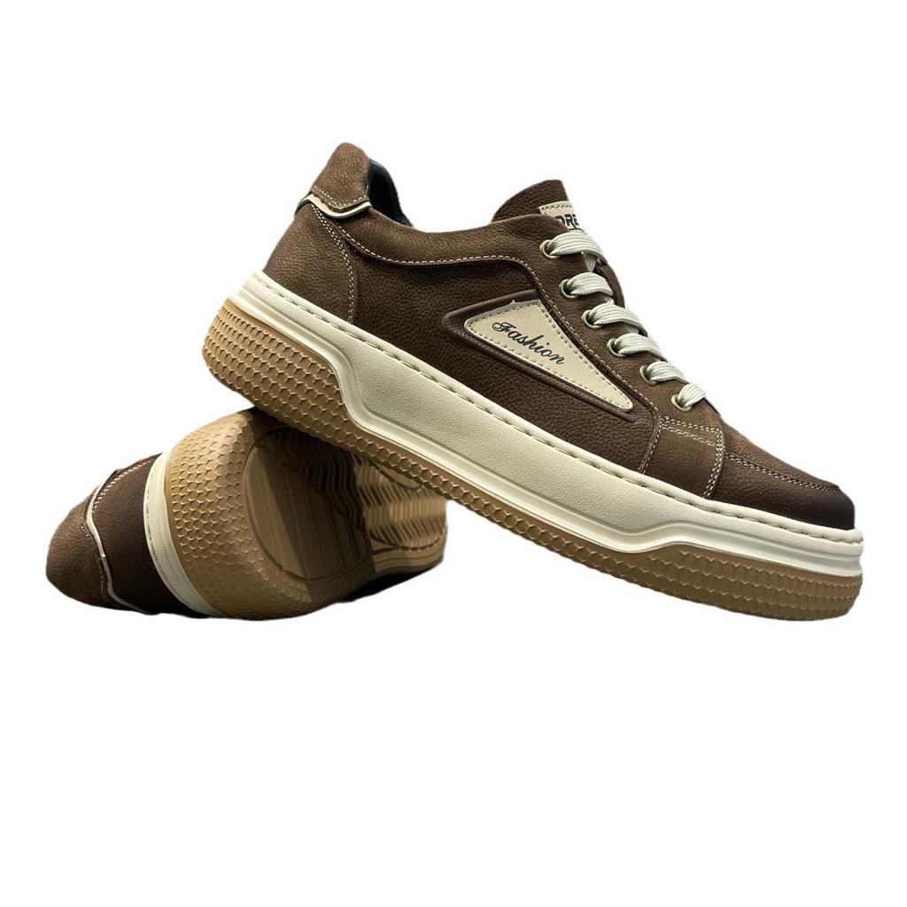 Men's leather retro board shoes spring men's shoes platform sports shoes versatile low-top casual shoes