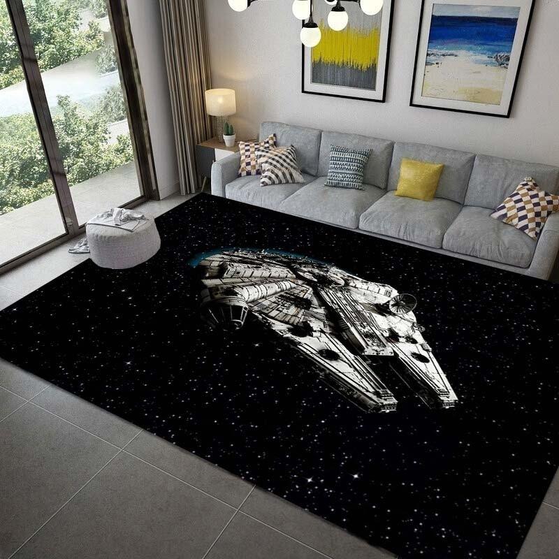 Space Ship Carpet for Living Room Vintage Galactic Space Star Ship Area Rug Soldier Large Non Slip Door Mat Bath Mats Home Decor
