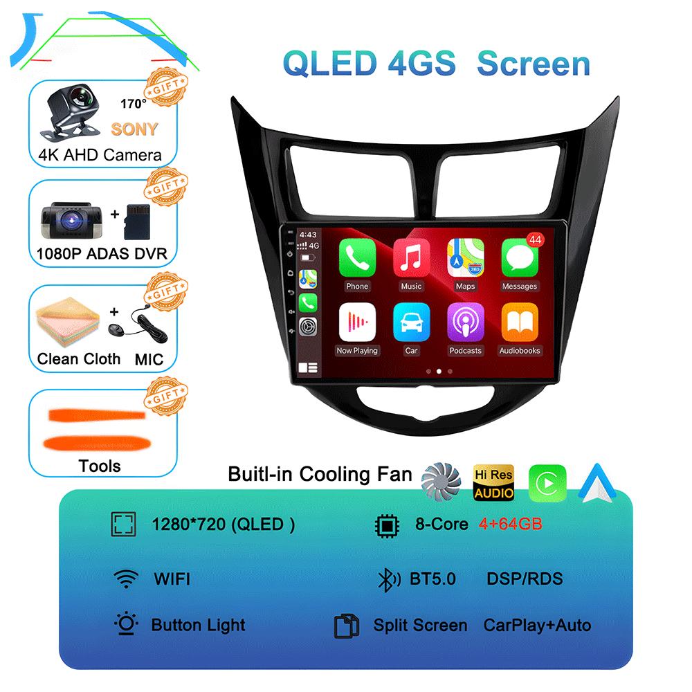 Android 14 Car Radio for Hyundai Solaris Verna Accent 1 2010 - 2016 Multimedia Video Player 2 Din DVD Head Unit Carplay GPS FM