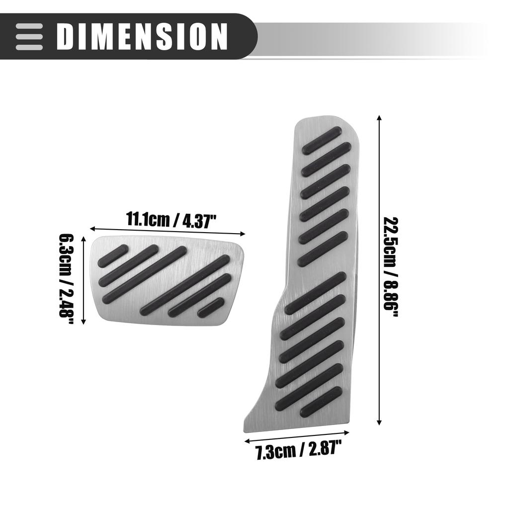 Motoforti Brake and Accelerator Pedal Covers for Chevy Camaro Black Silver 1 Set 2016-2023, Metal, Tone,