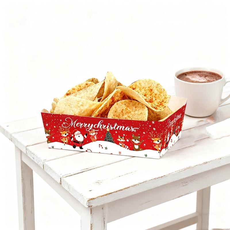 20Pcs Festival Paper Snack Plates Holiday Dinnerware For Christmas Gatherings Cookie Treats Biodegradable Serving Trays