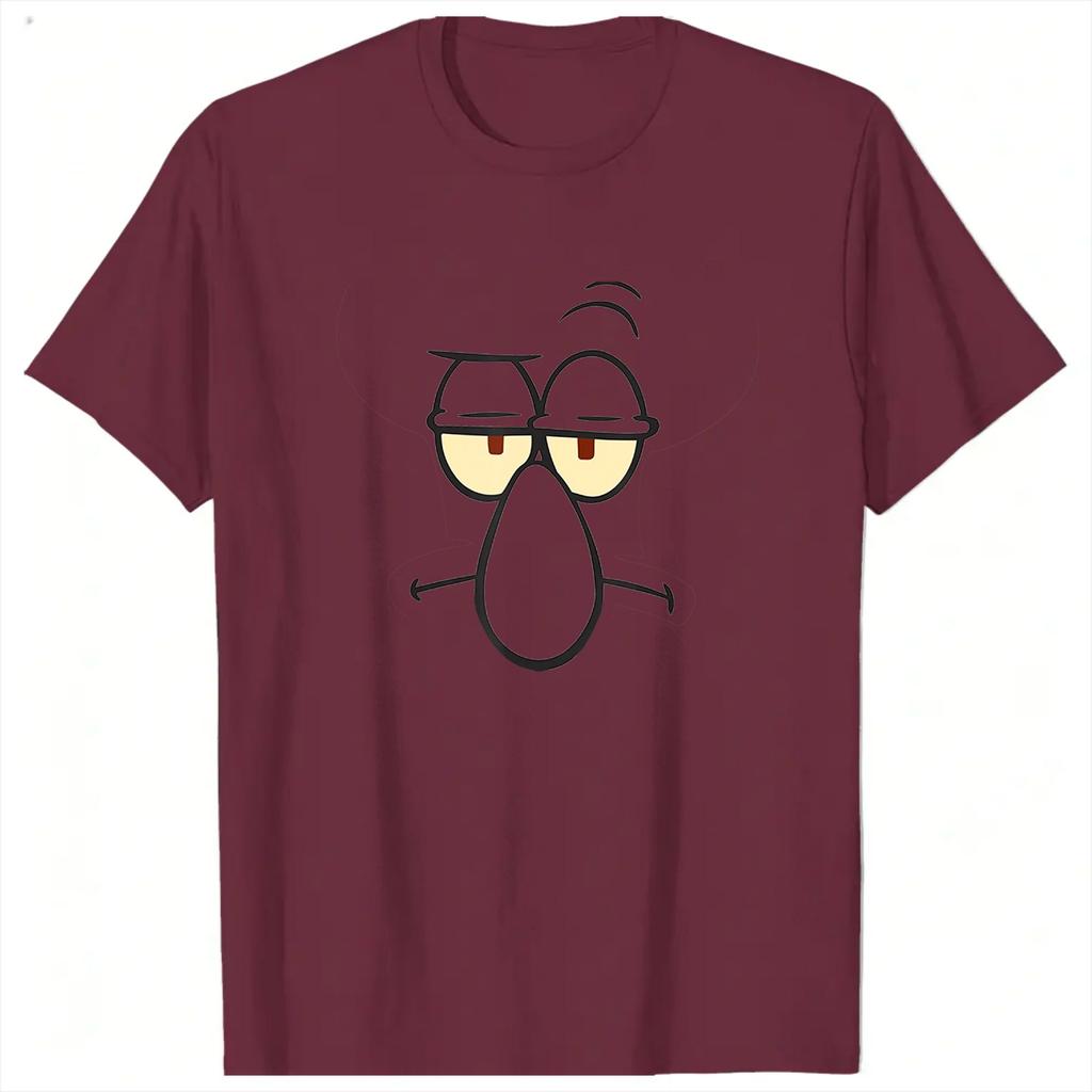 SpongebobsHalloween Squidward Big Face Unisexs T Shirts Unique Tee Shirt Short Sleeve Crew Neck TShirt 100 Cotton Clothing