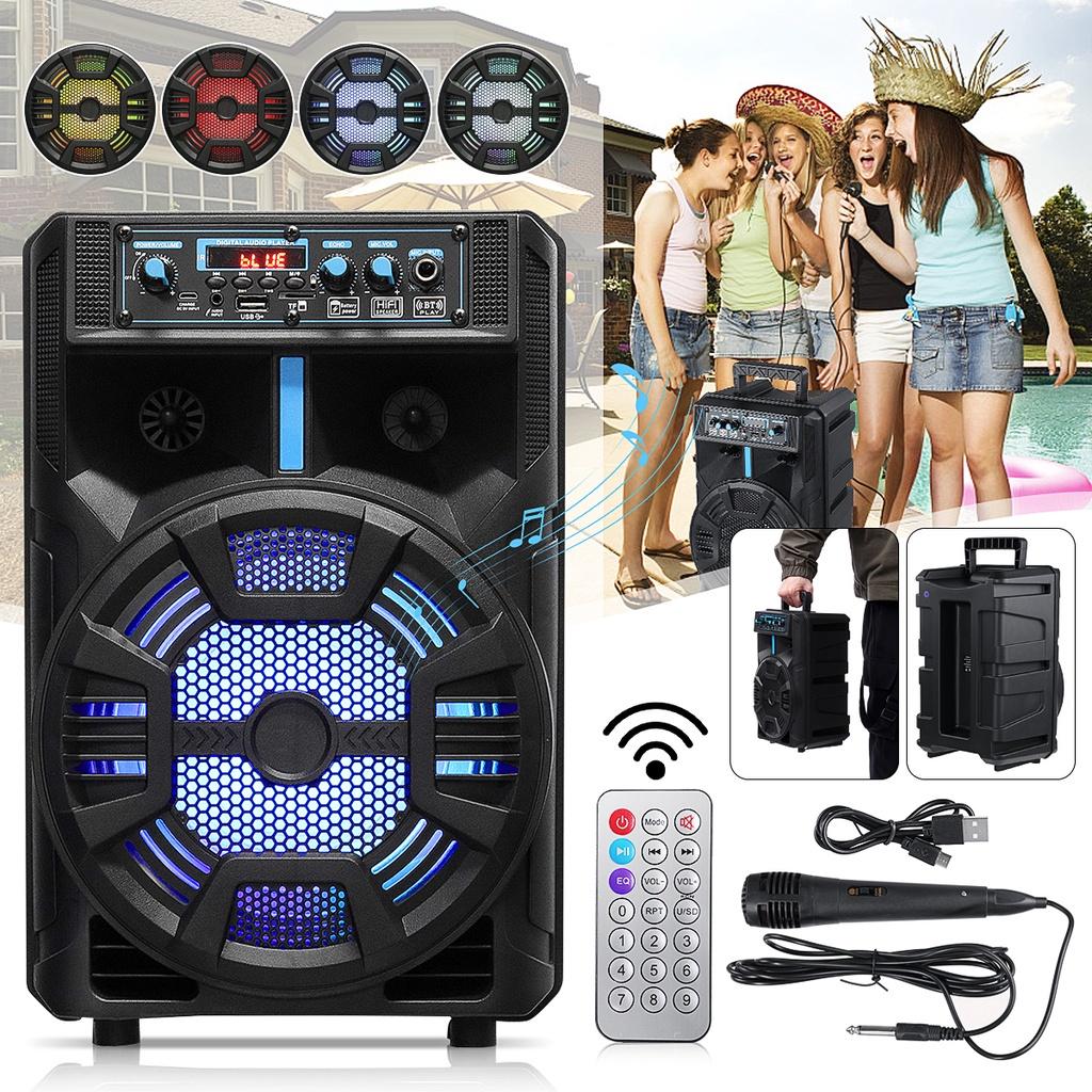 outdoor portable trolley wireless bluetooth speaker 8 inches high power subwoofer square dance KTV with AUX USB FM functio 15W