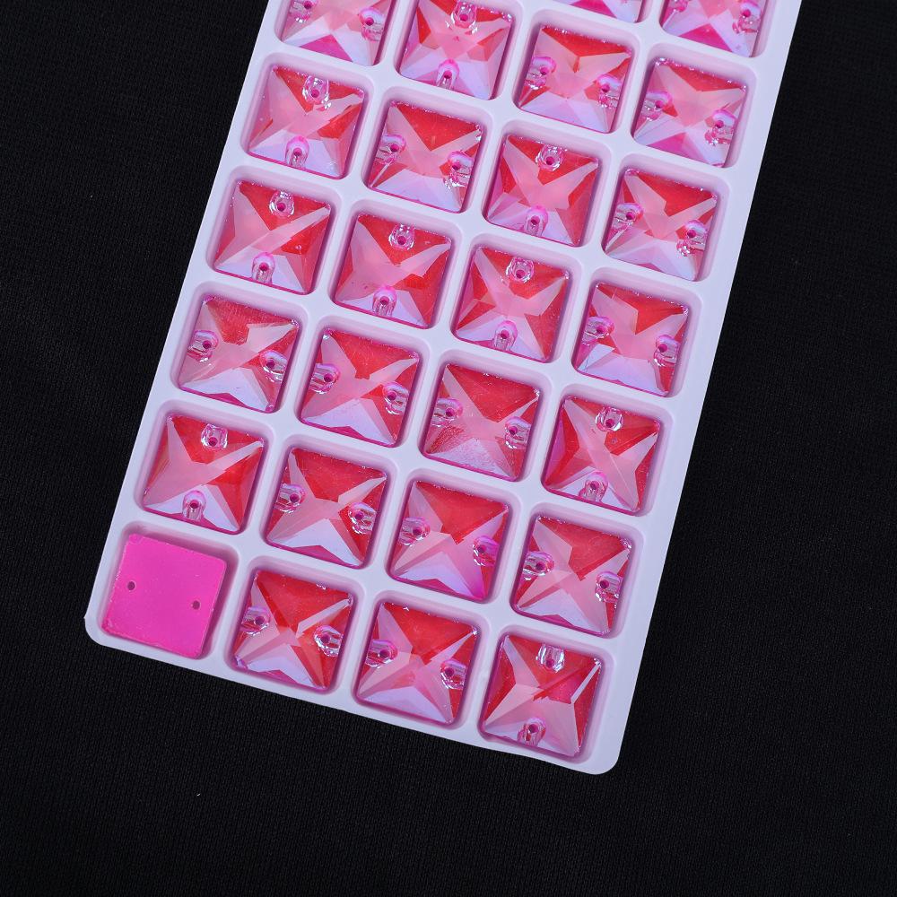 Crystal Glass Hand Sewn Drill, Square Fluorescent Flat Bottom Mocha Neon Dopamine Rhinestone Diy Clothing Accessories