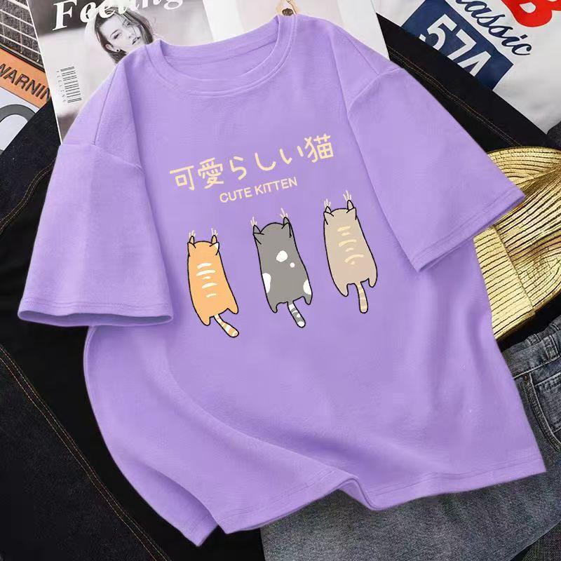 Cotton New Short-sleeved T-shirt Loose Large Size Women's Tops Summer Korean Version of The T-shirt Women