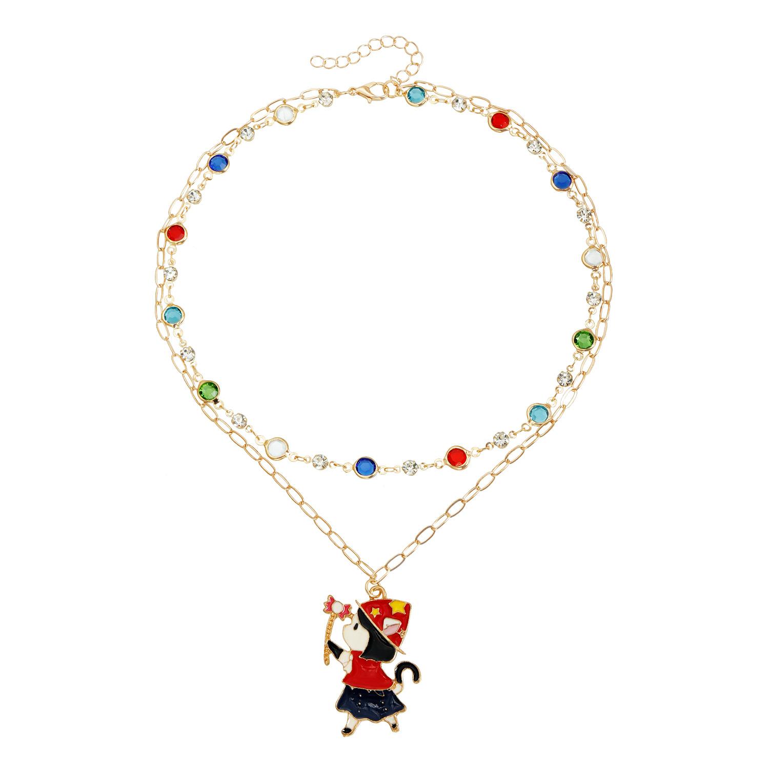

Christmas gemstone necklace cartoon happy child tag choker necklace new year gift золотой
