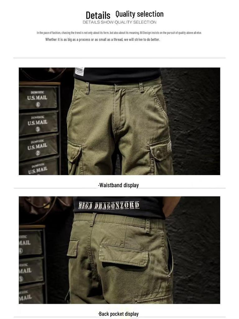 Men's Heavy Retro Mid-Length Casual Workwear Shorts by American Fashion Brand