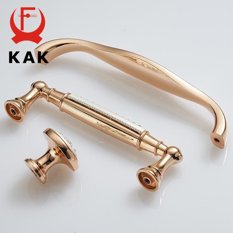 KAK Champagner Gold Türgriffe Mit Diamant Luxus Zinklegierung Schrank Schubladenknöpfe Europäische Kleiderschrank Möbel Griffe Beschläge