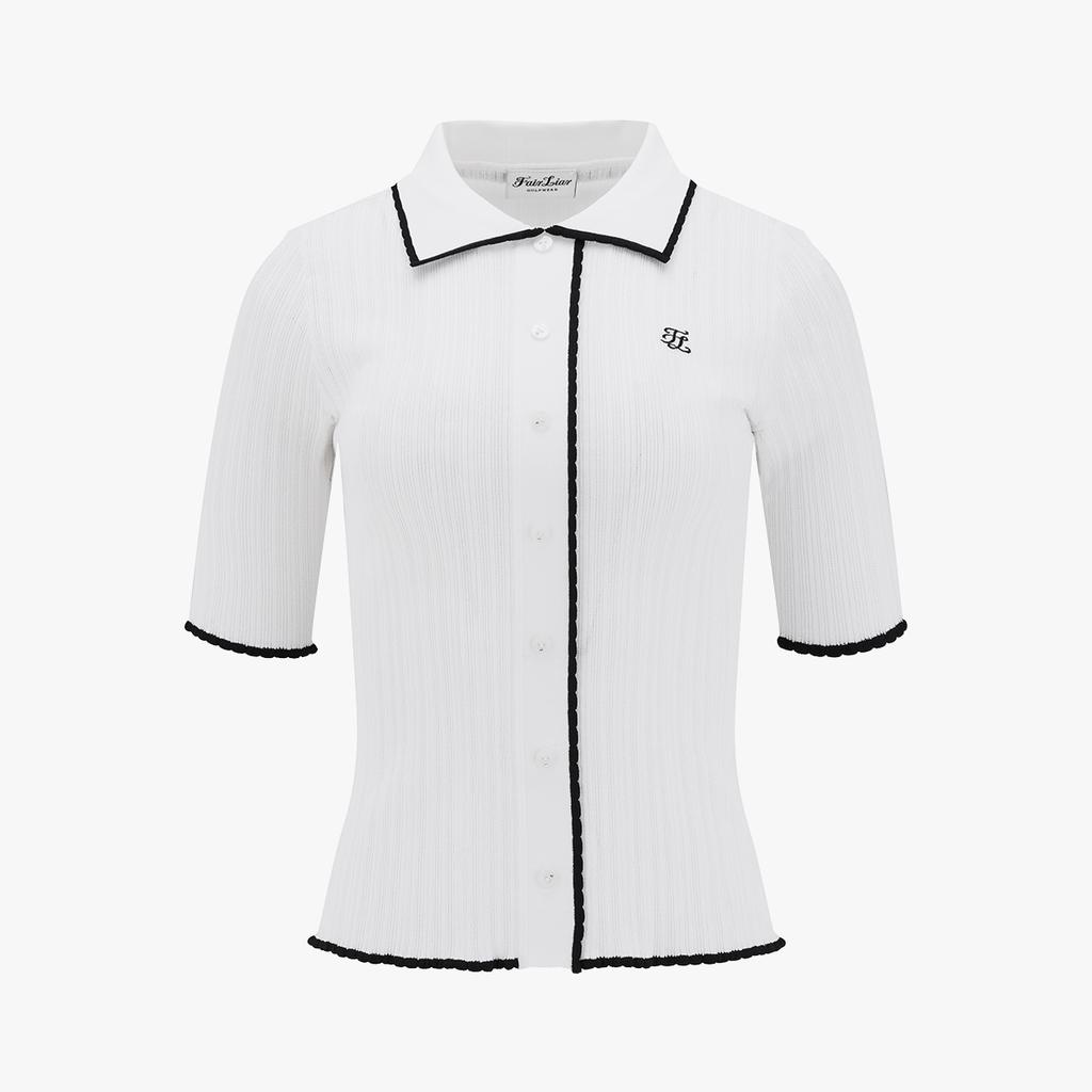 FAIRLIAR GOLF Scallop Collar Three-Quarter Knit (White)