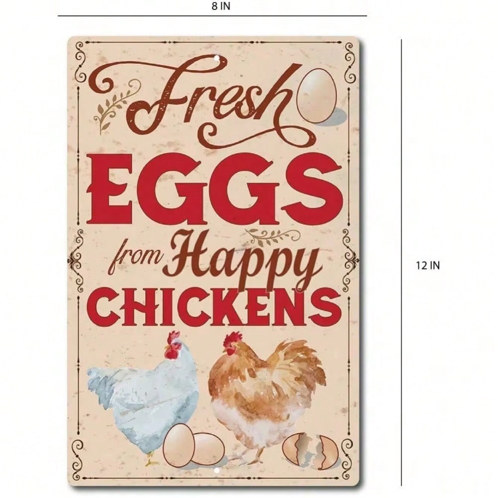 Vintage Metal Egg Sign Rustic Farmhouse Wall Decor for Kitchen Bathroom Bedroom