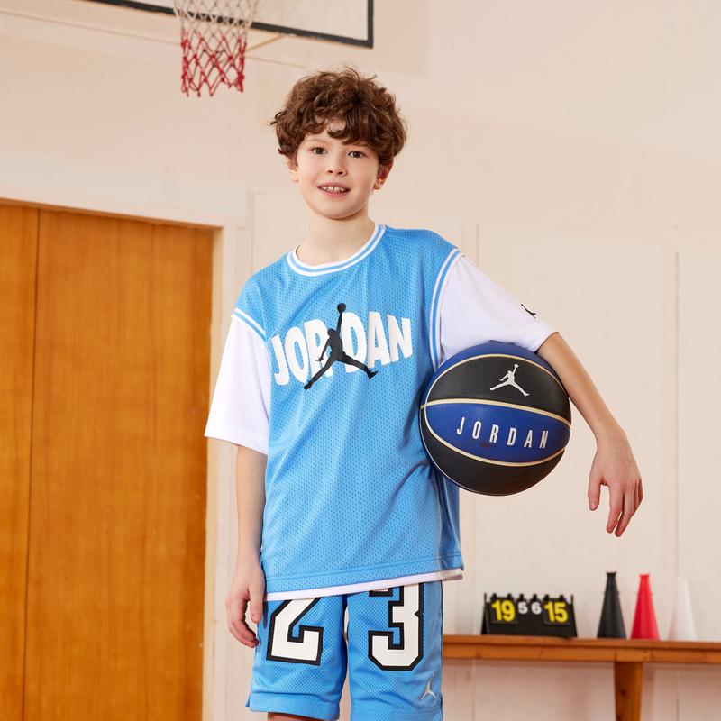 Jordan Pullover Comfortabel Simpel T-shirt met Korte Mouwen Kinder Tops North-Carolina-Blauw JD2322033GS-003