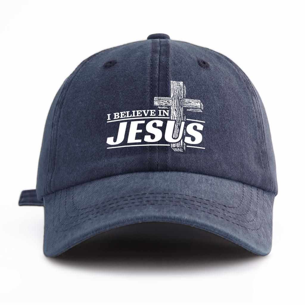 Pc JESUS Print Washed Baseball Cap for Adults  Minimalist Retro Style Casual Soft Adjustable Dad Hat Perfect As Gift