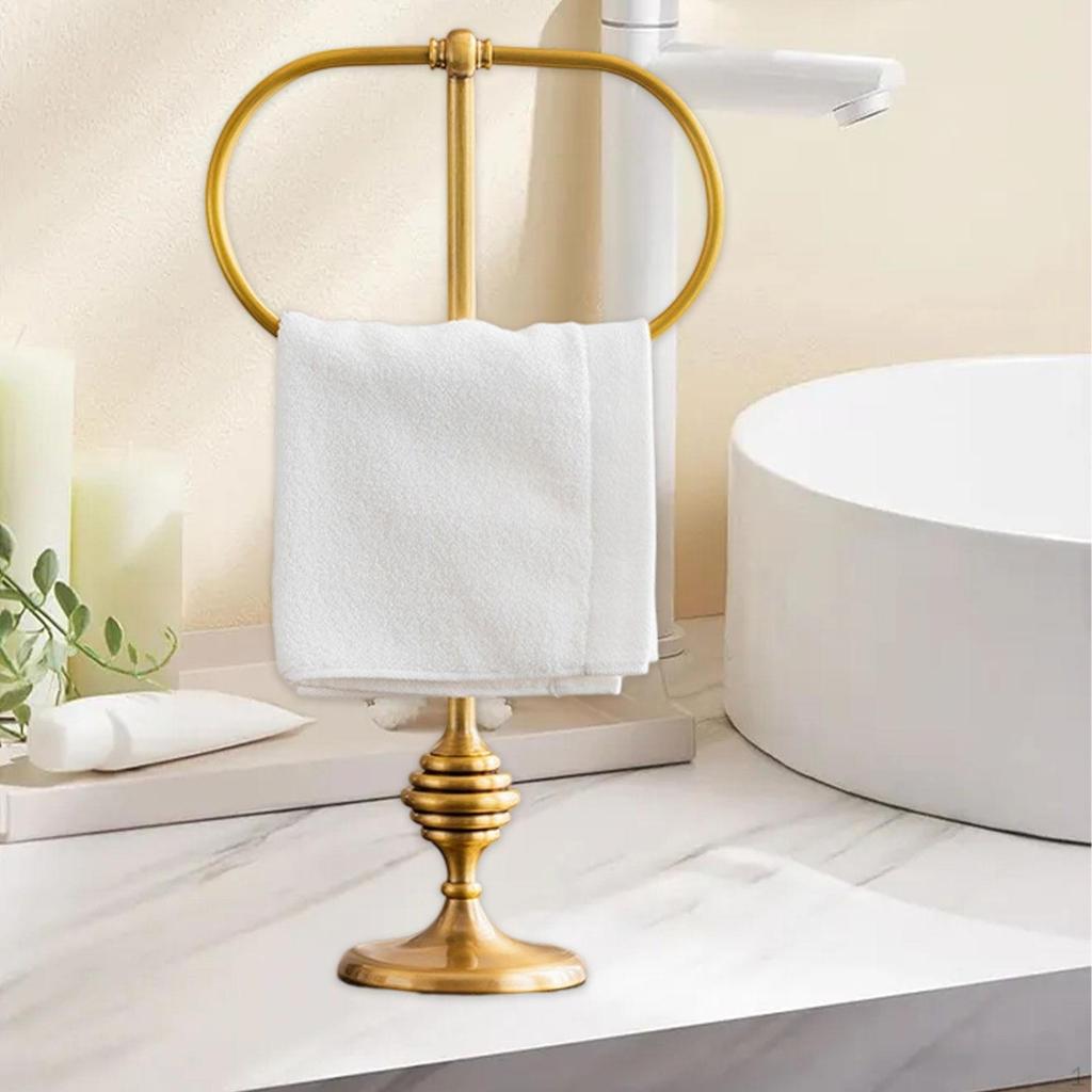 Towel Rack Hand Holder Retro Convenient Storage Decorative Brass Freestanding for Vanity
