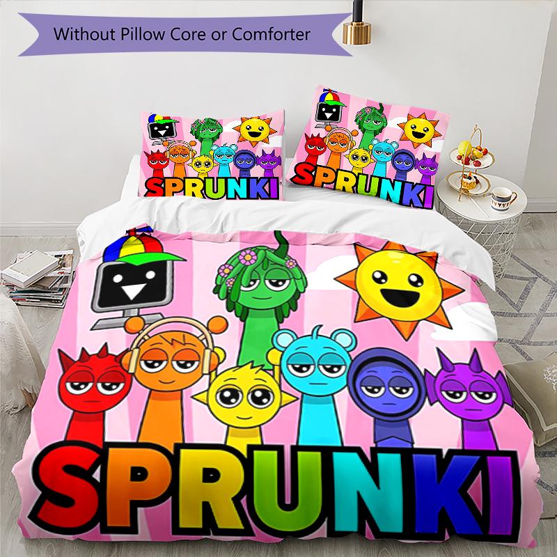 3pcs SPRUNKI3 Design Cover Set - HD Printed Bedding with 1 Cover and 2 Pillowcases - Perfect for Home and Dorm Decor