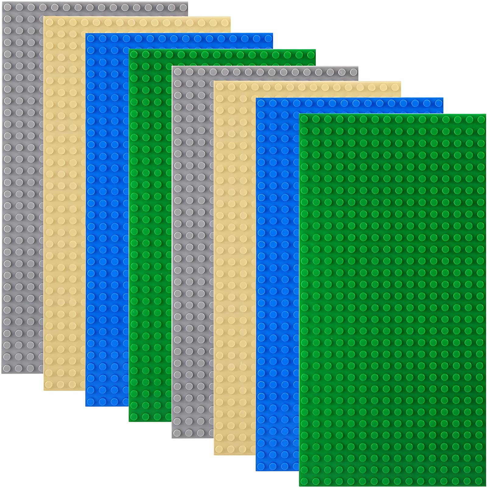 

WYSWYG Базові пластини блоків, Базові будівельні блоки - Сумісні з продуктами малих блоків, 25,6 x 12,8 см (16 x 32 шпильки), 4 кольори, набір з 8