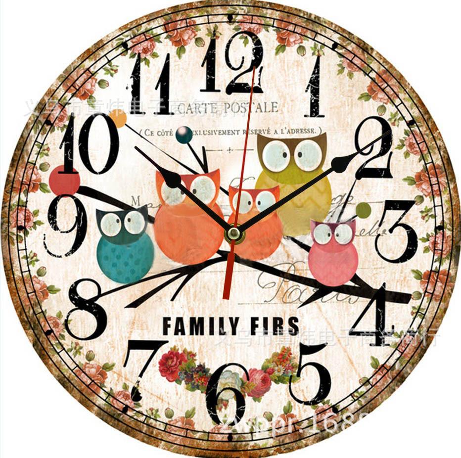 Manufacturers Wholesale Wall Clock European Creative Wooden Clock Fashion Home Electronic Clock MDF