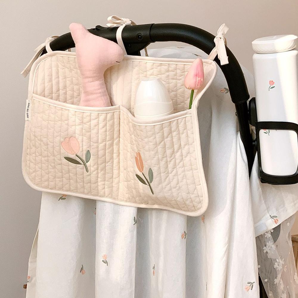 Baby Crib Hanging Storage Bag Portable Bottle Diaper Toy Pouch Stroller Nursery Cart Stroller Bag Milk Bottle Diaper Storage Bag