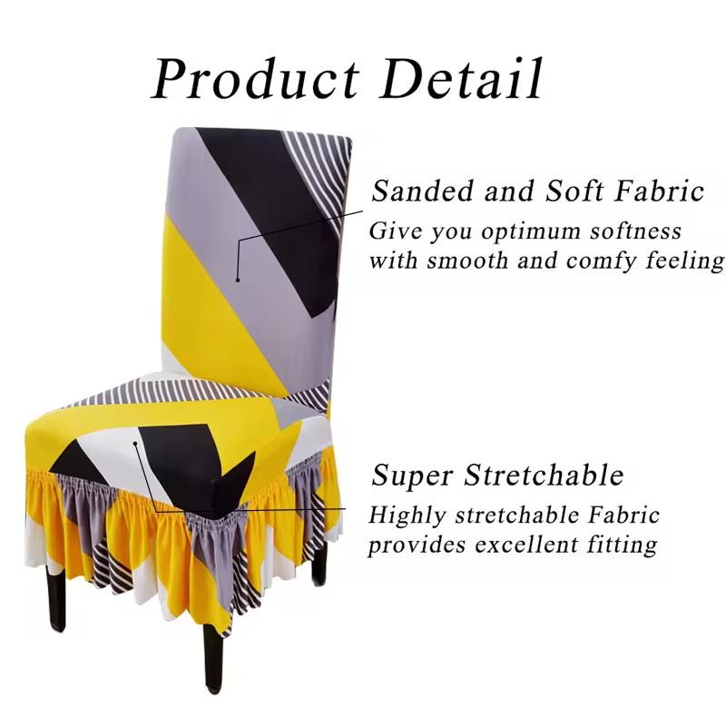 Dining Chair Slipcover Stretch Chair Covers for Dining Room Washable Kitchen Chair Cover with Skirt for Home Party 1pc