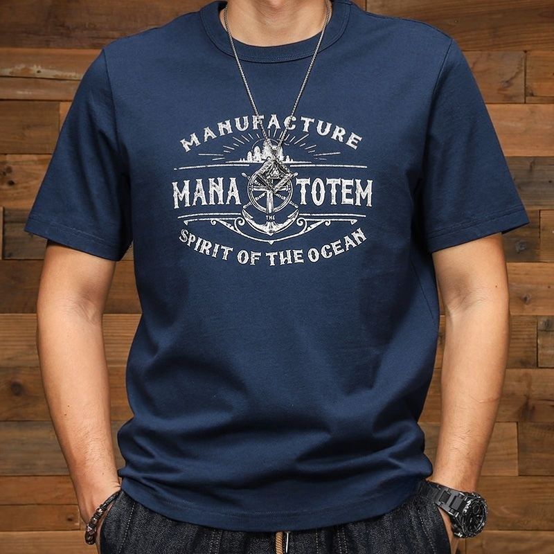 Vintage Men Clothing Pure Cotton Casual T-Shirts Summer Thin Streetwear Fashion Letter Print Short Sleeve Loose Versatile Tops