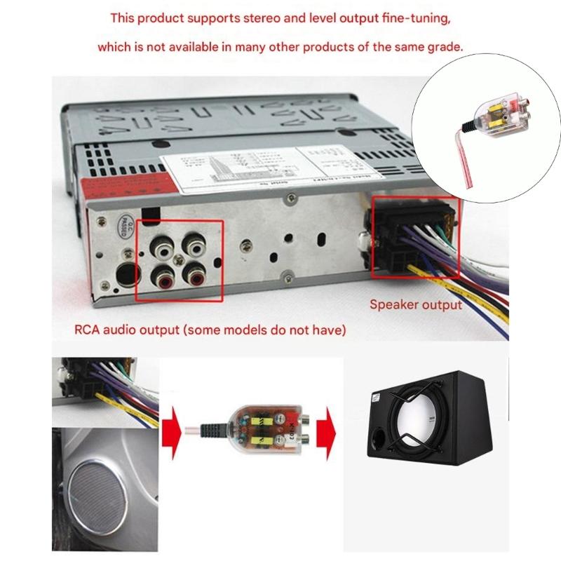 Upgrades Auto Sound Line Out Converter High To Low Level Adapter with Output For Amplifier & Subwoofer Installation