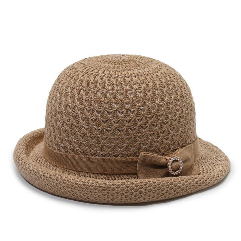 Summer Breathable Woven Sun Hat With Curved Brim For Moms And Outdoors
