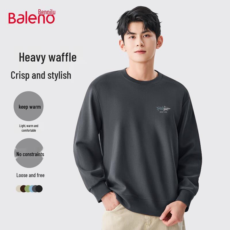 

Baleno Men s Waffle Knit Breathable Crewneck Sweatshirt 4XL