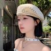 Korean Version Vintage Hollow-out Solid Color Thin Breathable Beret for Women, Summer Artistic Versatile Small-face Painter Hat