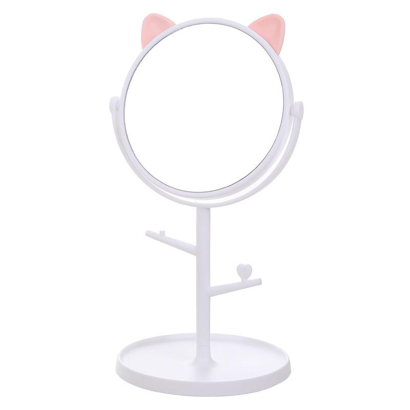 Cat Ear Vanity Mirror High-Definition Tabletop Rotatable Makeup Mirror Creative Princess-Style Mirror for Girls' Dressing Table
