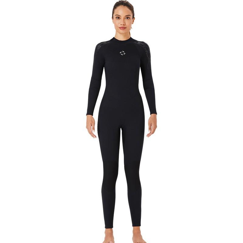 3MM Diving Suit Men's One-piece Long-sleeved Thick Warm Mercerized Velvet Women's Sunscreen Jellyfish Surfing