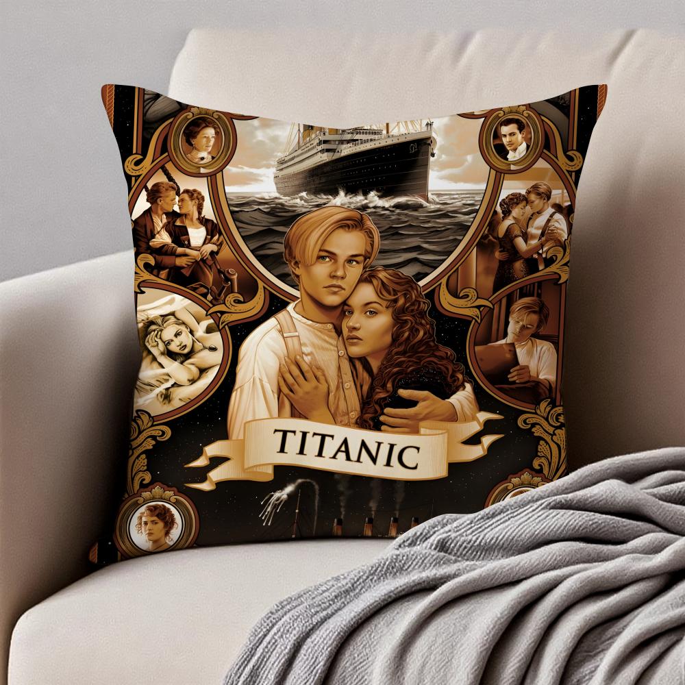Film TTitanic Cushion Cover Pillowcase Antidustmite Invisible Zipper Short Plush Sofa Cushion