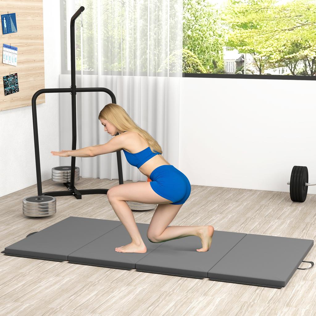 Foldable Gymnastics Mat for Yoga, 240 x 120 x 5 cm, Grey