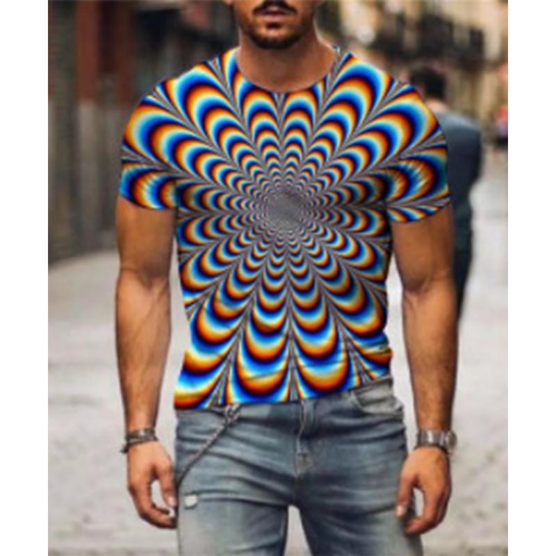 

2023 Новая модная летняя мужская футболка с 3D визуальным принтом, крутая 6XL