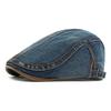 Gewaschene Denim-Baskenmütze Vintage Britische Schirmmütze Unisex Retro Lässige Vorwärtskappe Für Männer Frauen Tägliche Straßenmode Passende Kopfbedeckung